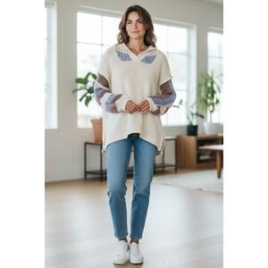 Mello Los Angeles Cream Knit Pullover Hooded Sweater Womens